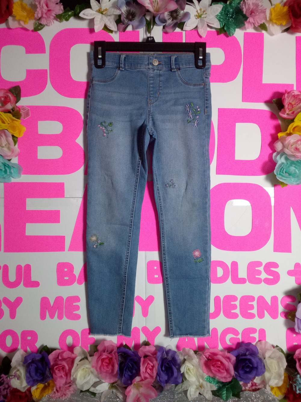 wonder nation Light Blue Skinny Jeggings  with Embroidered Flowers 🌺🌺🌺